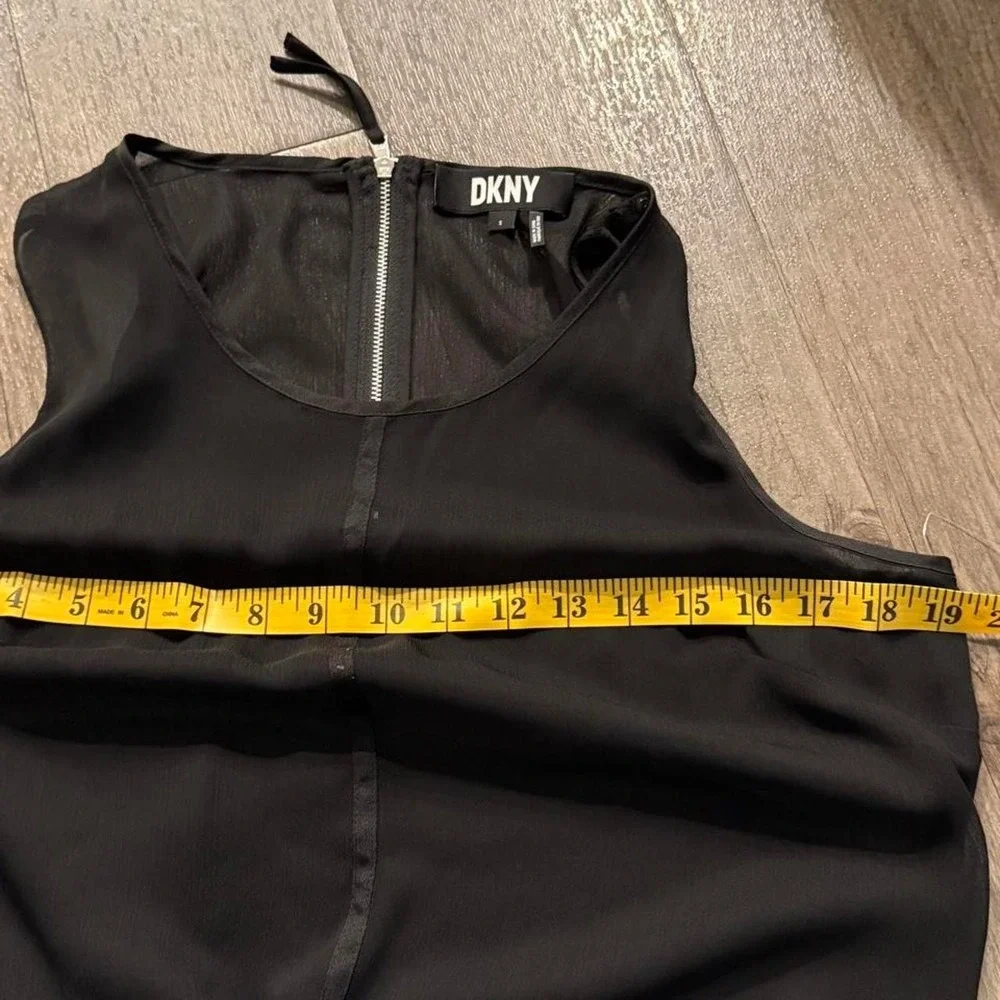Vintage y2k 2000s DKNY black sheer dress with zipper detail. Size S
